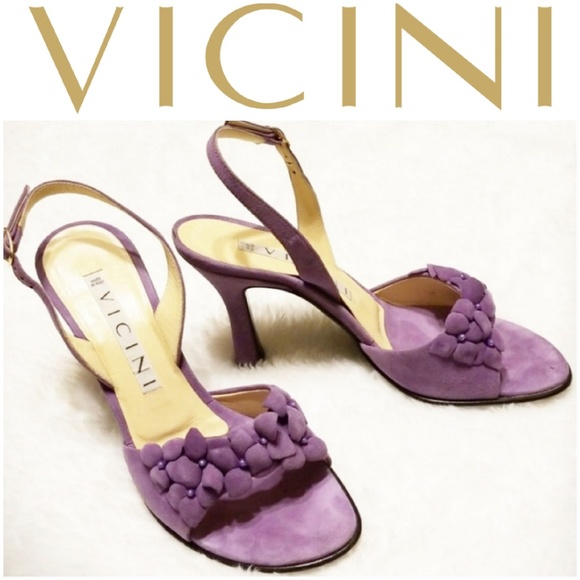Vicini Shoes - {Vicini} Lavender Suede Slingback Heels